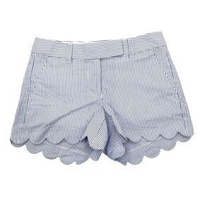 J. Crew Seersucker Scalloped Short size 00 in Blue and White Pinstripe